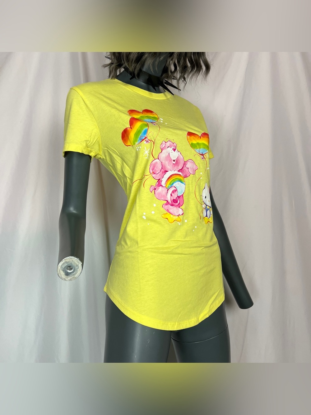 Yellow Rainbow Hello Kitty & Care Bears Graphic T-Shirt